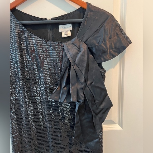 Karen Millen Sequin Black Satin Dress - Picture 3 of 15